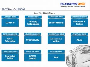 Telematics Wire Monthly digital magazine, themes for upcoming issues