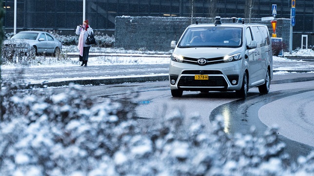 Sensible 4's autonomous driving software utilises sensors to keep the wheels on the road in icy conditions. Image Source: Sensible 4