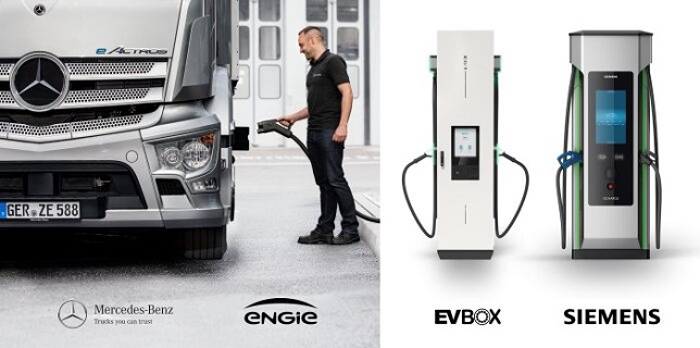 Mercedes-Benz Trucks establishes a charging infrastructure partnership with Siemens Smart Infrastructure, ENGIE and EVBox Group
