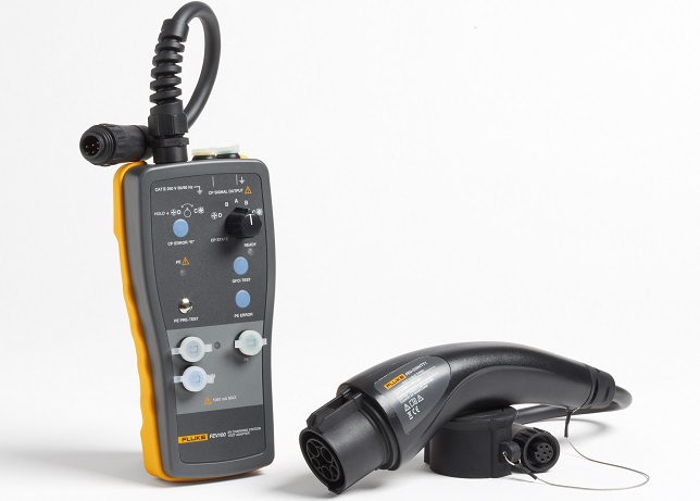 Fluke FEV100 Electric Vehicle Charging Station Test Adapter reliably tests EV charging stations without an EV
