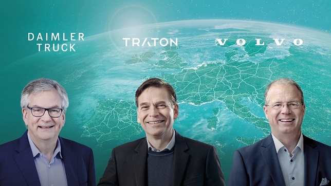Volvo Group, Daimler Truck, and the TRATON GROUP sign joint venture agreement for European high-performance charging network